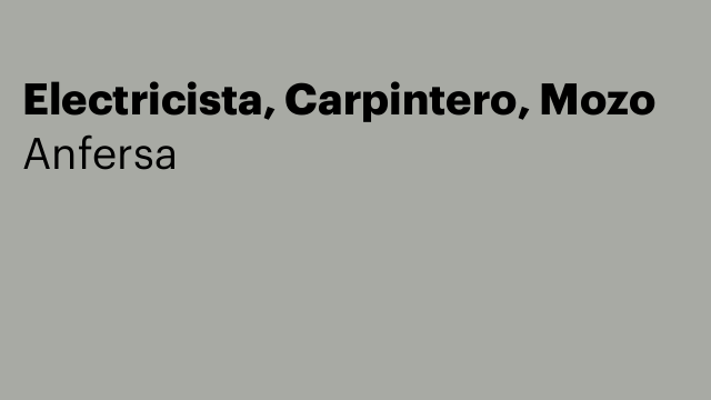 Electricista, Carpintero, Mozo
