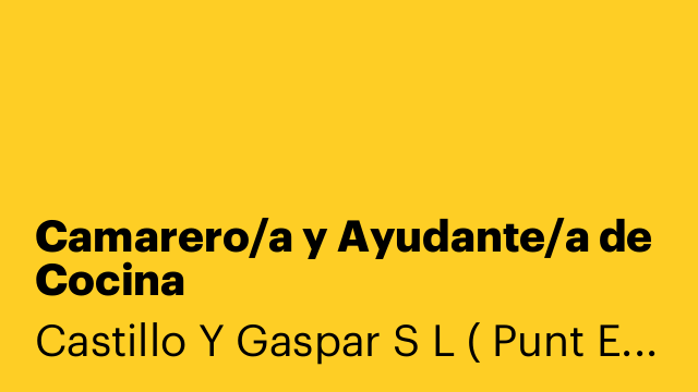 Camarero/a y Ayudante/a de Cocina