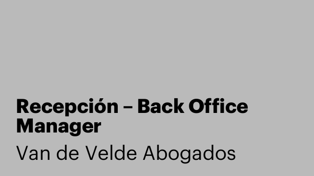 Recepción – Back Office Manager