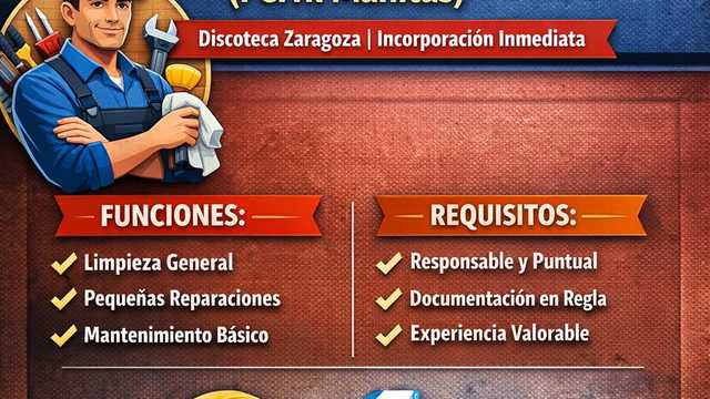 Operario de Limpieza y Mantenimiento (Manitas)  Zaragoza