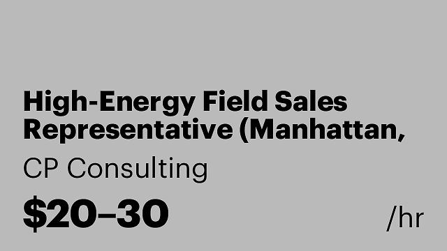 High-Energy Field Sales Representative (Manhattan, NY)