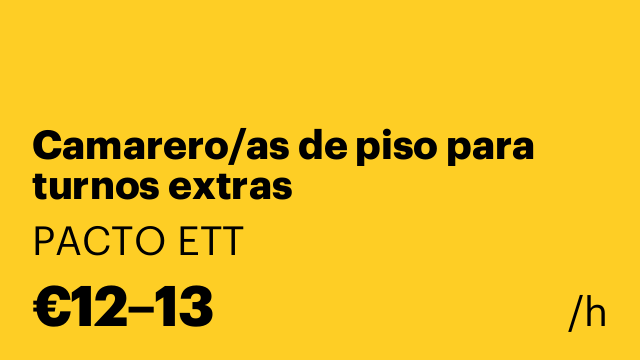 Camarero/as de piso para turnos extras