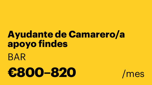 Ayudante de Camarero/a apoyo findes
