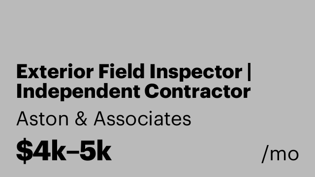 Exterior Field Inspector | Independent Contractor