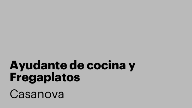 Ayudante de cocina y Fregaplatos