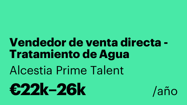 Vendedor de venta directa - Tratamiento de Agua