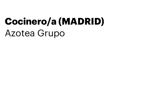 Cocinero/a (MADRID)