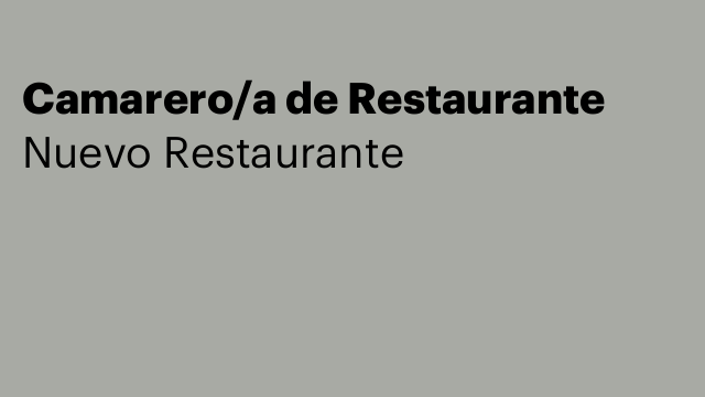 Camarero/a de Restaurante