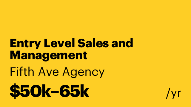 Entry Level Sales and Management