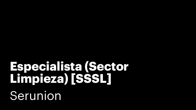 Especialista (Sector Limpieza) [SSSL]