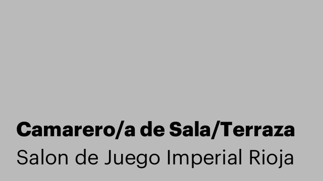 Camarero/a de Sala/Terraza