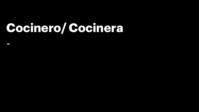 Cocinero/ Cocinera