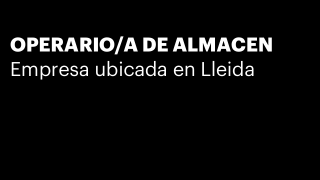 OPERARIO/A DE ALMACEN