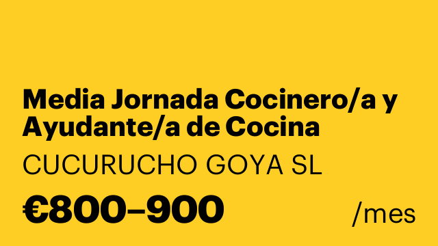 Media Jornada Cocinero/a y Ayudante/a de Cocina