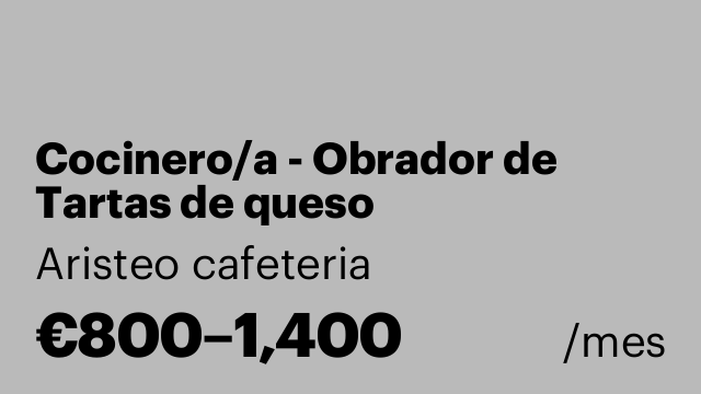 Cocinero/a - Obrador de Tartas de queso