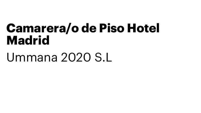 Camarera/o de Piso Hotel Madrid