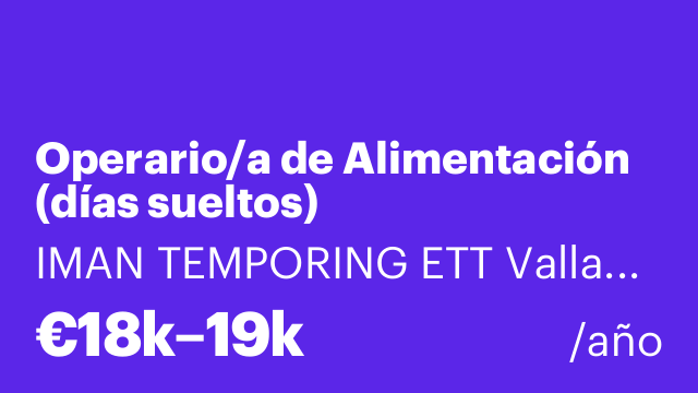 Operario/a de Alimentación (días sueltos)