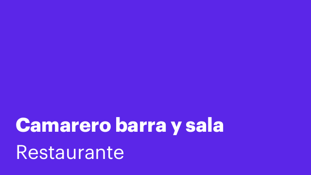 Camarero barra y sala