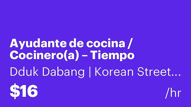 Ayudante de cocina / Cocinero(a) – Tiempo completo – Edison, NJ