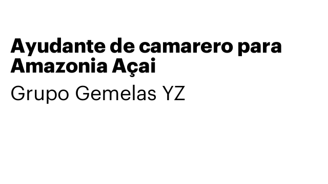 Ayudante de camarero para Amazonia Açai