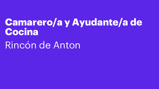 Camarero/a y Ayudante/a de Cocina