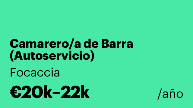 Camarero/a de Barra (Autoservicio)