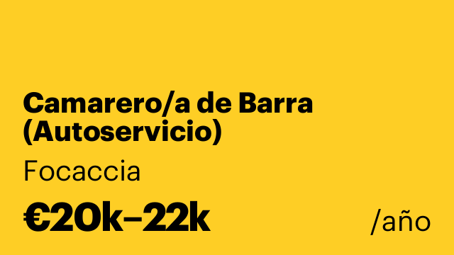 Camarero/a de Barra (Autoservicio)