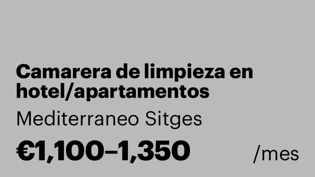 Camarera de limpieza en hotel/apartamentos