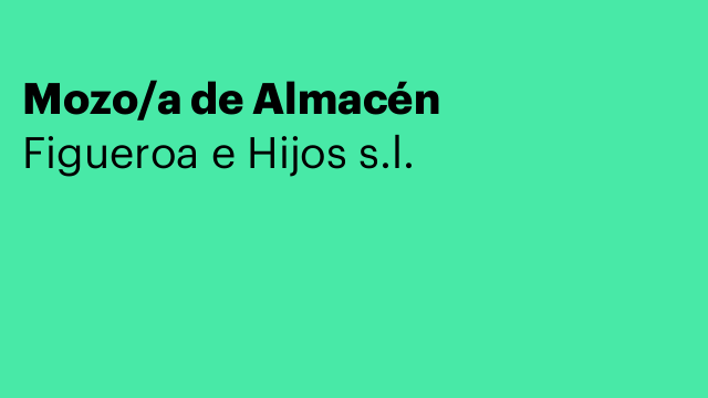 Mozo/a de Almacén