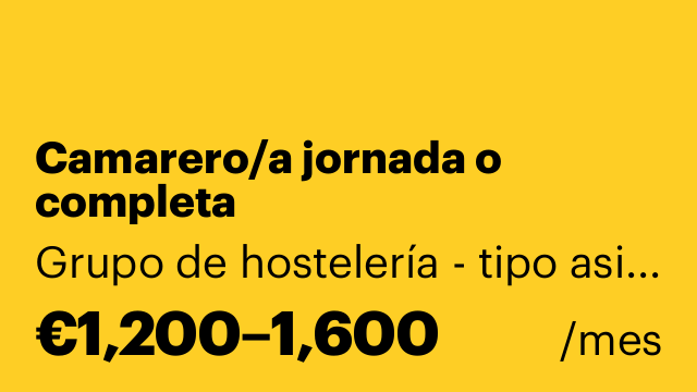 Camarero/a jornada o completa