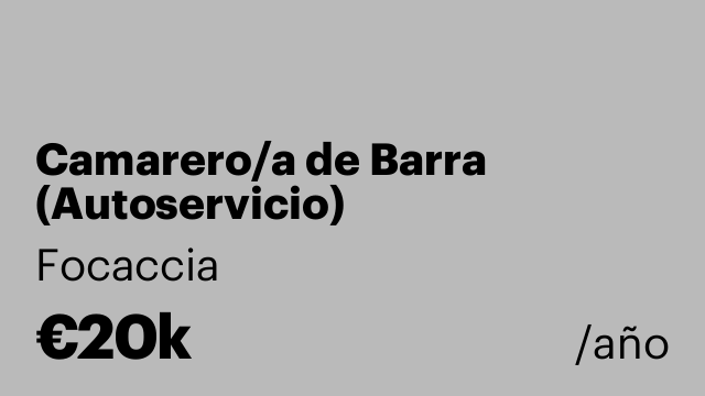 Camarero/a de Barra (Autoservicio)