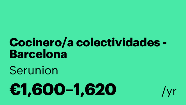 Cocinero/a colectividades - Barcelona