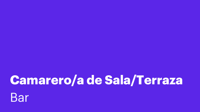 Camarero/a de Sala/Terraza