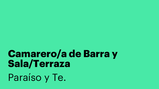 Camarero/a de Barra y Sala/Terraza