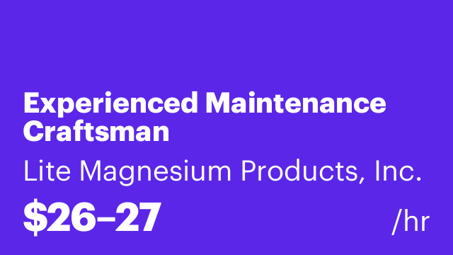 Experienced Maintenance Craftsman