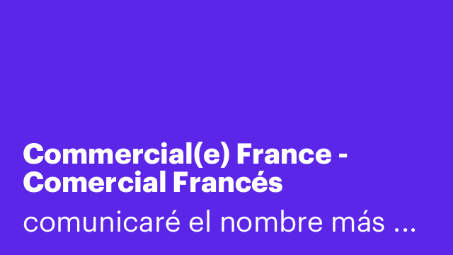 Commercial(e) France - Comercial Francés