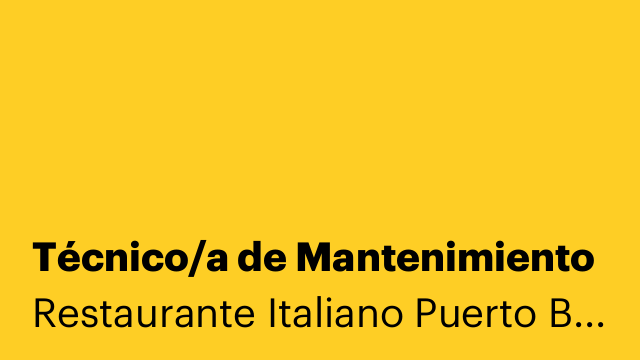 Técnico/a de Mantenimiento
