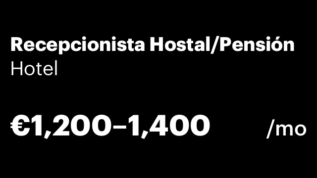 Recepcionista Hostal/Pensión