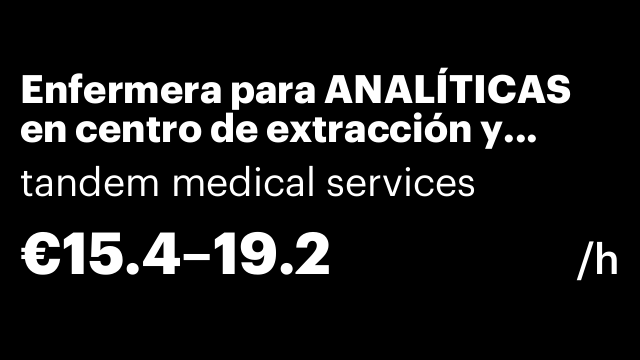 Enfermera para ANALÍTICAS en centro de extracción y domicilios