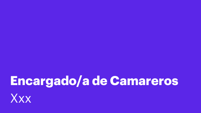 Encargado/a de Camareros