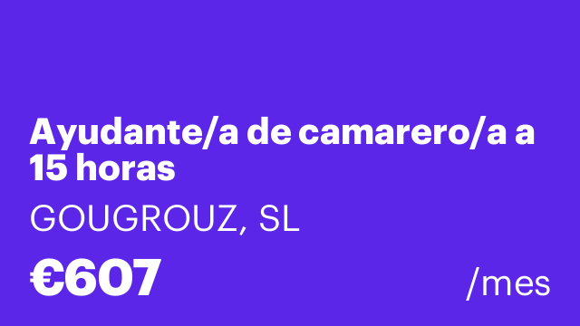 Ayudante/a de camarero/a a 15 horas