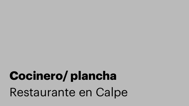 Cocinero/ plancha