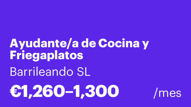 Ayudante/a de Cocina y Friegaplatos