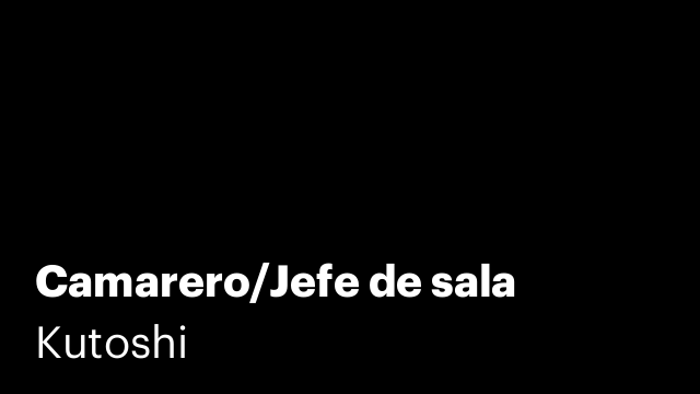 Camarero/Jefe de sala