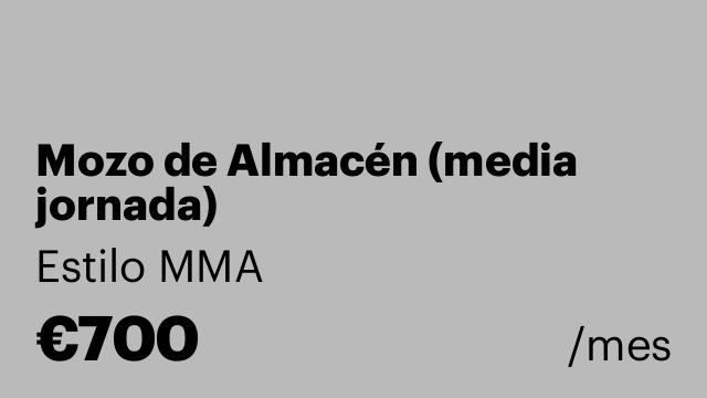 Mozo de Almacén (media jornada)