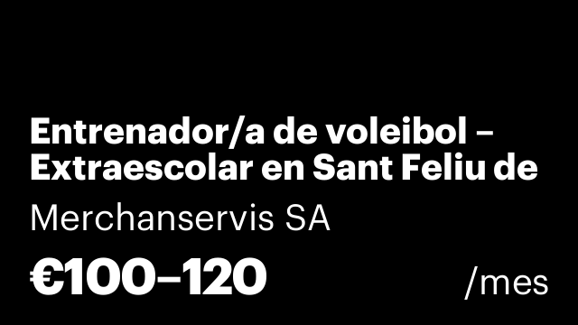 Entrenador/a de voleibol – Extraescolar en Sant Feliu de Llobregat