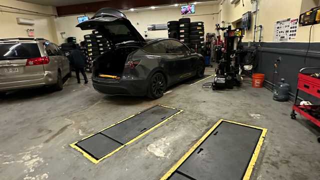 Mechanic positions with tools
