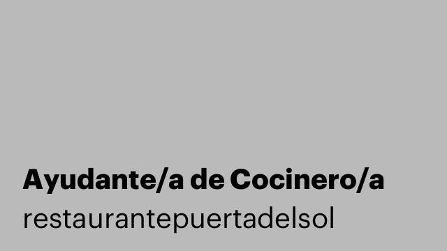 Ayudante/a de Cocinero/a