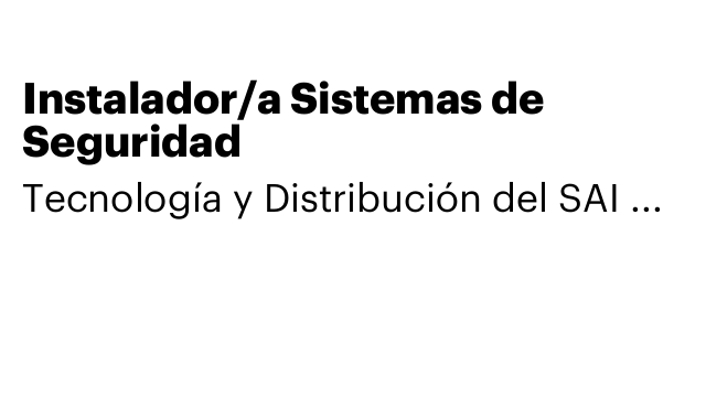 Instalador/a Sistemas de Seguridad