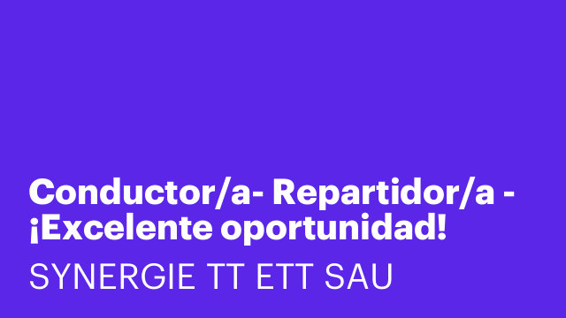 Conductor/a- Repartidor/a - ¡Excelente oportunidad!